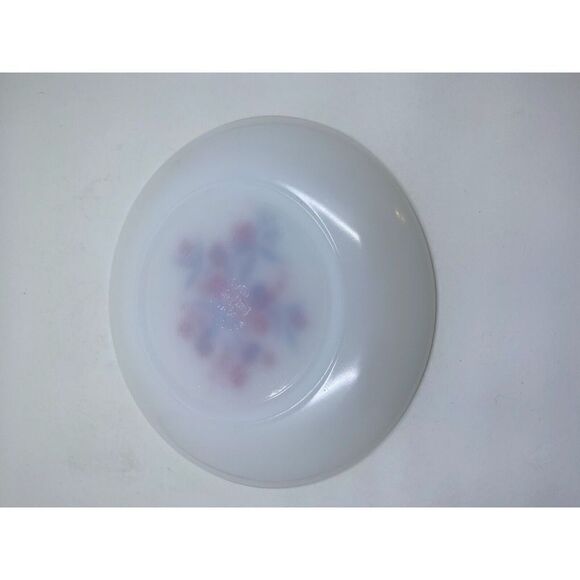 Vintage Anchor Hocking Fire King Milk Glass Dinner Plate Red Flower Pattern - Picture 8 of 8